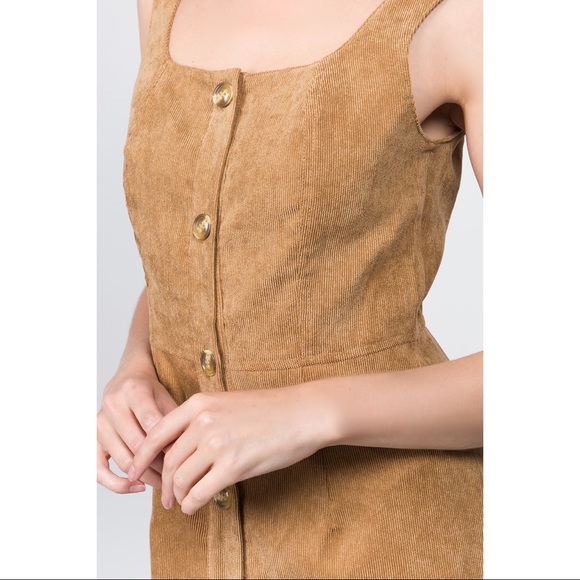 A-Line Corduroy Button Front Dress - Picture 4 of 6